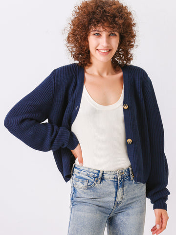 Chunky Ribbed Knit Sweater Cardigan